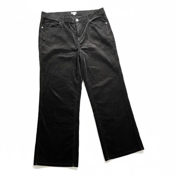 J Jill Womens Black Velvet Cotton Stretch Straight Leg Pants Size 20 - Picture 1 of 13